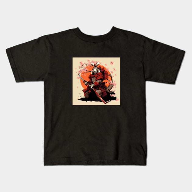 Rabbit Samurai Kids T-Shirt by Joy Sante